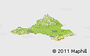 Physical Panoramic Map of Xiuning, single color outside