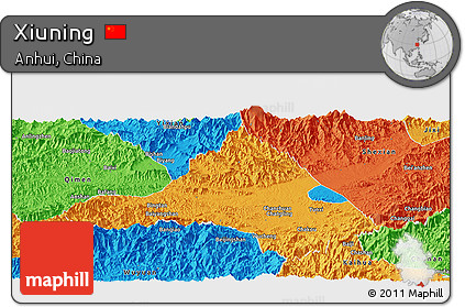 Political Panoramic Map of Xiuning