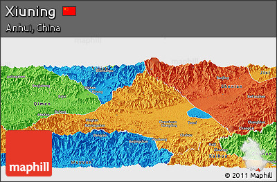 Political Panoramic Map of Xiuning