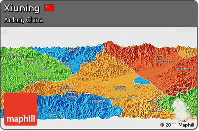 Political Panoramic Map of Xiuning