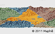 Political Panoramic Map of Xiuning, semi-desaturated