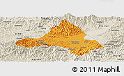 Political Panoramic Map of Xiuning, shaded relief outside