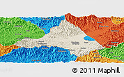 Shaded Relief Panoramic Map of Xiuning, political outside