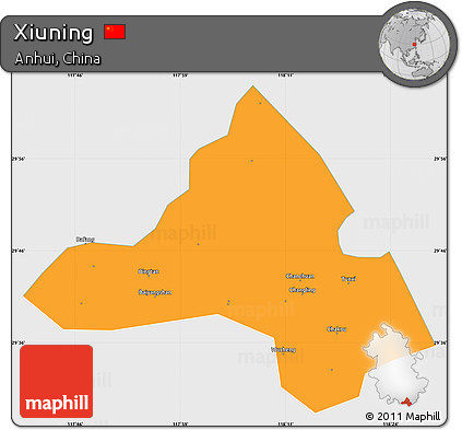 Political Simple Map of Xiuning, single color outside