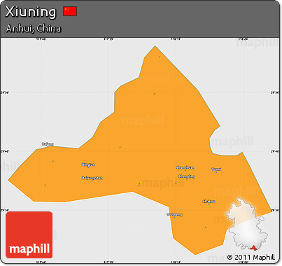 Political Simple Map of Xiuning, single color outside