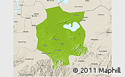 Physical 3D Map of Xuancheng, shaded relief outside