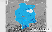 Political 3D Map of Xuancheng, desaturated