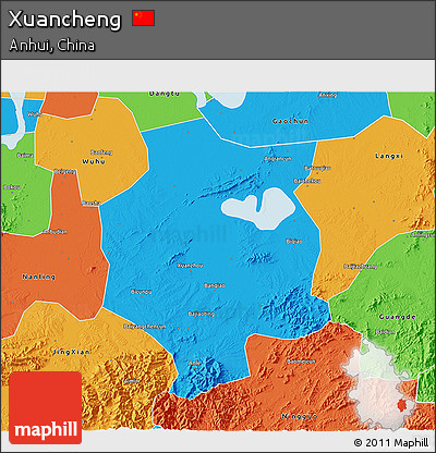 Political 3D Map of Xuancheng