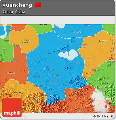 Political 3D Map of Xuancheng