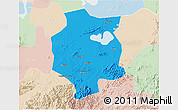 Political 3D Map of Xuancheng, lighten
