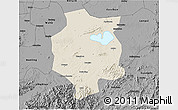 Shaded Relief 3D Map of Xuancheng, darken, desaturated