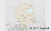 Shaded Relief 3D Map of Xuancheng, lighten, desaturated