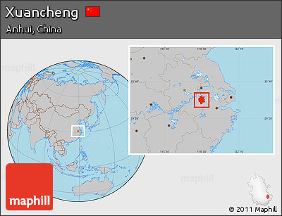 Gray Location Map of Xuancheng