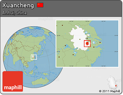 Savanna Style Location Map of Xuancheng, highlighted parent region