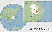 Savanna Style Location Map of Xuancheng, highlighted parent region, hill shading