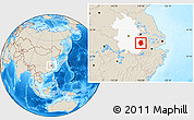 Shaded Relief Location Map of Xuancheng, highlighted parent region
