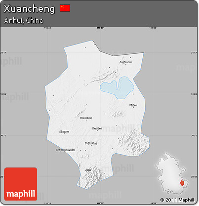 Gray Map of Xuancheng, single color outside