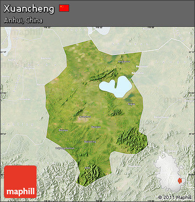 Satellite Map of Xuancheng, lighten