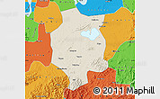 Shaded Relief Map of Xuancheng, political outside