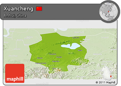Physical Panoramic Map of Xuancheng, lighten