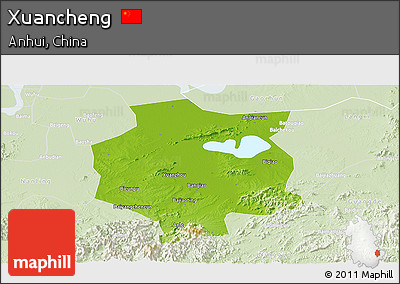 Physical Panoramic Map of Xuancheng, lighten