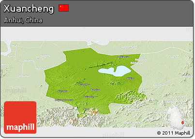 Physical Panoramic Map of Xuancheng, lighten