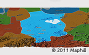 Political Panoramic Map of Xuancheng, darken