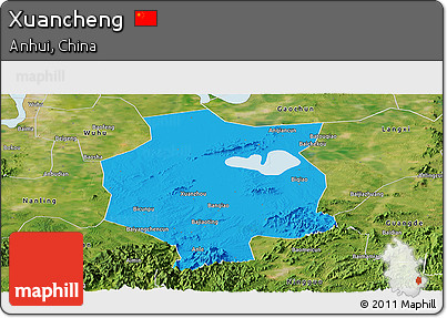Political Panoramic Map of Xuancheng, satellite outside