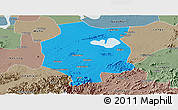 Political Panoramic Map of Xuancheng, semi-desaturated