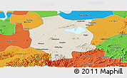Shaded Relief Panoramic Map of Xuancheng, political outside