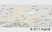 Shaded Relief Panoramic Map of Xuancheng, semi-desaturated