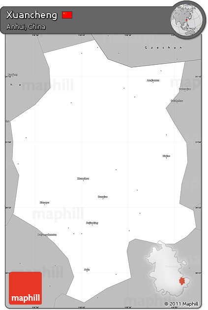 Gray Simple Map of Xuancheng