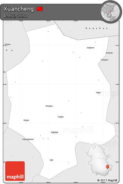 Silver Style Simple Map of Xuancheng