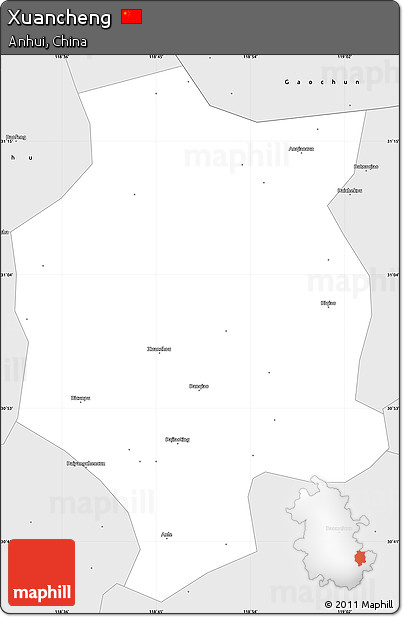 Silver Style Simple Map of Xuancheng
