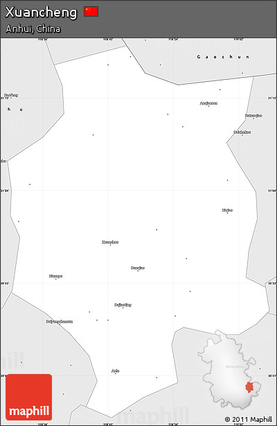 Silver Style Simple Map of Xuancheng
