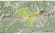 Physical 3D Map of Yixian, semi-desaturated