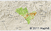 Physical 3D Map of Yixian, shaded relief outside