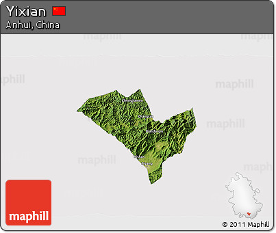 Satellite 3D Map of Yixian, cropped outside