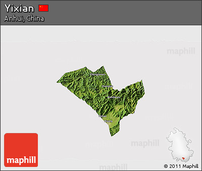 Satellite 3D Map of Yixian, cropped outside