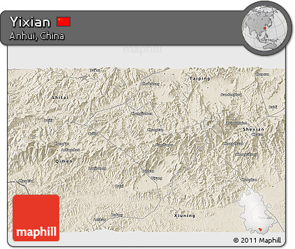 Shaded Relief 3D Map of Yixian