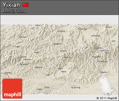 Shaded Relief 3D Map of Yixian