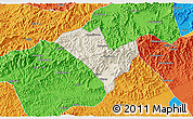 Shaded Relief 3D Map of Yixian, political outside