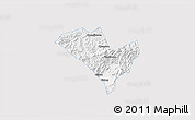 Silver Style 3D Map of Yixian, single color outside