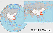 Gray Location Map of Yixian, highlighted country, within the entire country