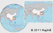 Gray Location Map of Yixian, highlighted country, highlighted parent region, within the entire country