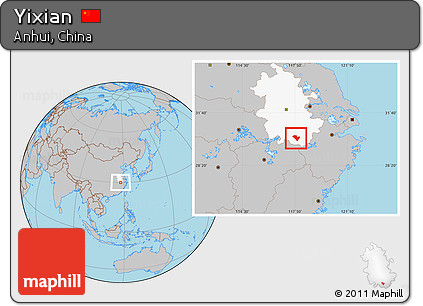 Gray Location Map of Yixian, highlighted parent region
