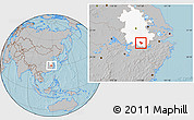 Gray Location Map of Yixian, highlighted parent region, hill shading