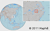 Gray Location Map of Yixian, hill shading