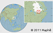Savanna Style Location Map of Yixian, highlighted parent region, hill shading