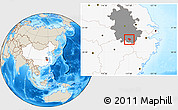 Shaded Relief Location Map of Yixian, highlighted country, highlighted parent region